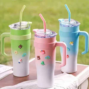 SipCharm 40oz Tumbler with Handle & Straw